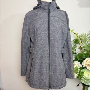 GERRY jacket | fleece lined mid length jacket | medium | gray | hoodie